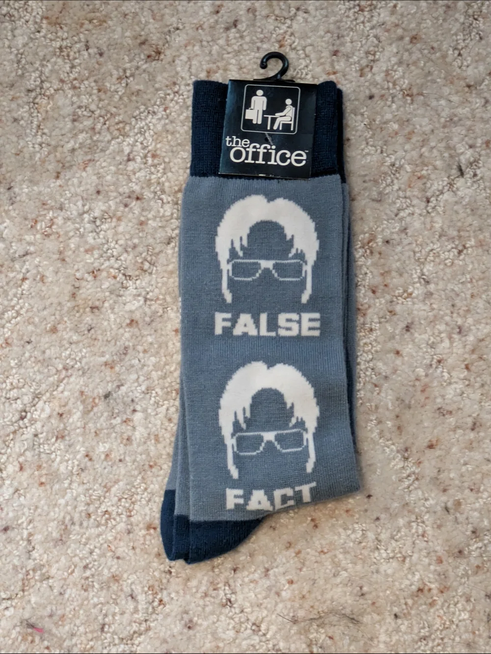 The Office Men's Novelty 'False / Fact' Crew Socks - Gray & Navy